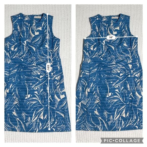 Tory Burch Gulf Shore Tabora Blue & Cream Linen Blend Sheath Mini Dress SZ M - Picture 12 of 13